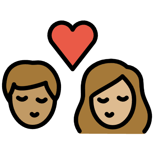Kiss Woman Man Medium Skin Tone Medium Light Skin Tone Element from OpenMoji Emoji Set
