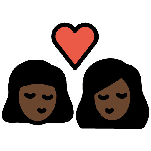 Kiss Woman Woman Dark Skin Tone Element from OpenMoji Emoji Set