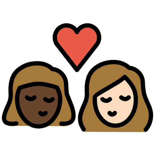 Kiss Woman Woman Dark Skin Tone Light Skin Tone Emoji from OpenMoji Set
