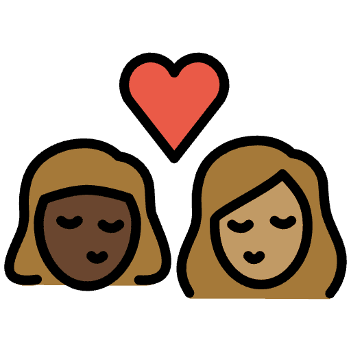 Kiss Woman Woman Dark Skin Tone Medium Skin Tone Element from OpenMoji Emoji Set