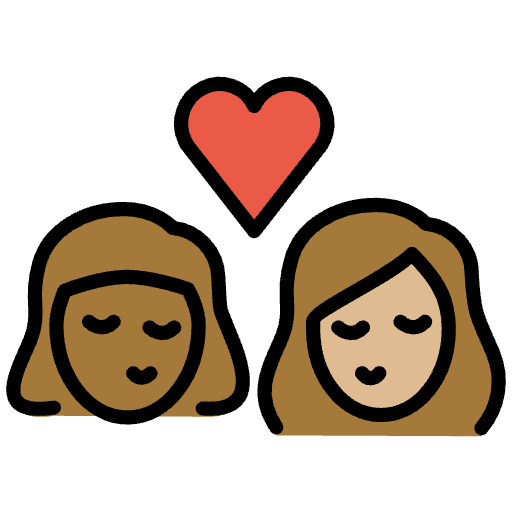 Kiss Woman Woman Medium Dark Skin Tone Medium Light Skin Tone Element from OpenMoji Emoji Set