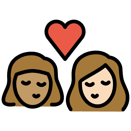 Kiss Woman Woman Medium Skin Tone Light Skin Tone Element from OpenMoji Emoji Set
