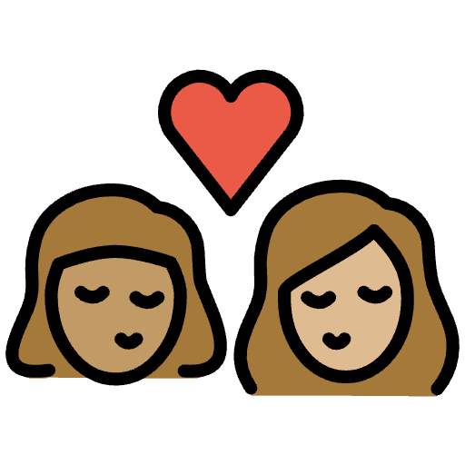 Kiss Woman Woman Medium Skin Tone Medium Light Skin Tone Element from OpenMoji Emoji Set