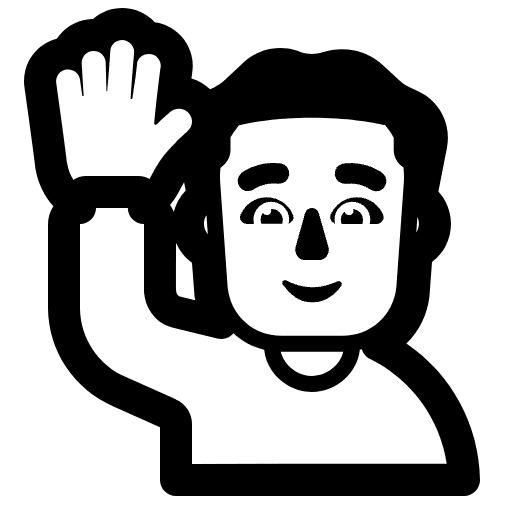 Man Raising Hand High Contrast Default Emoji from Fluent Emoji High Contrast Set