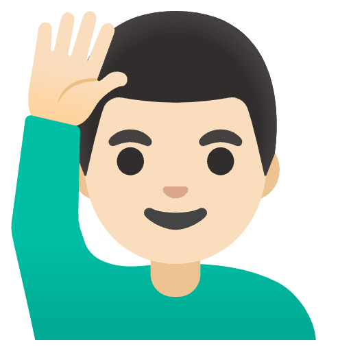 Man Raising Hand Light Skin Tone Emoji from Noto Emojis Set