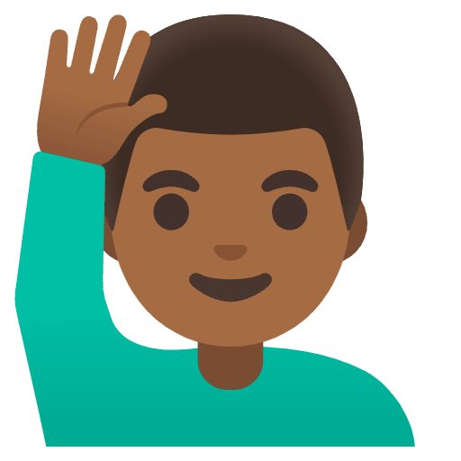 Man Raising Hand Medium Dark Skin Tone Emoji from Noto Emojis Set