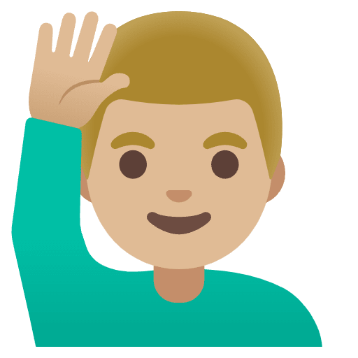 Man Raising Hand Medium Light Skin Tone Emoji from Noto Emojis Set