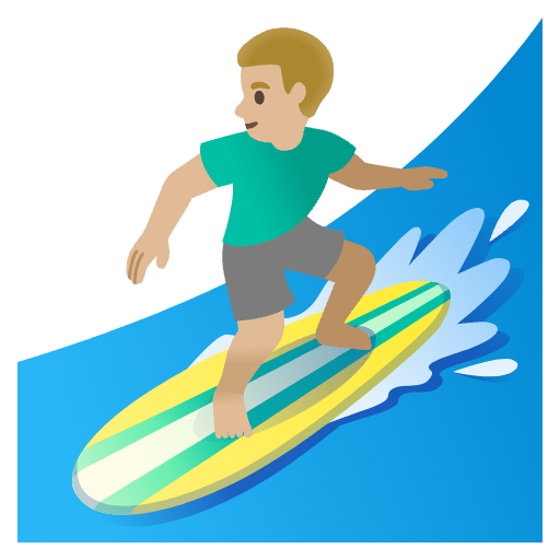 Man Surfing Medium Light Skin Tone Emoji from Noto Emojis Set
