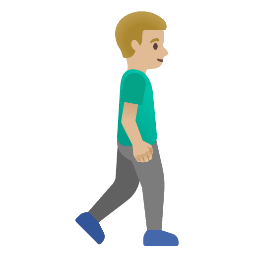 Man Walking Facing Right Medium Light Skin Tone Emoji from Noto Emojis Set
