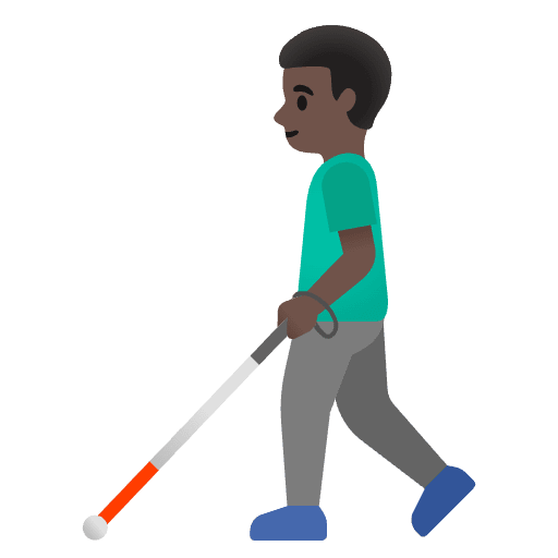 Man With White Cane Dark Skin Tone Emoji from Noto Emoji Set