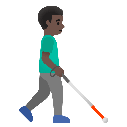 Man With White Cane Facing Right Dark Skin Tone Emoji from Noto Emoji Set