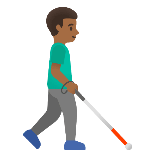 Man With White Cane Facing Right Medium Dark Skin Tone Emoji from Noto Emoji Set