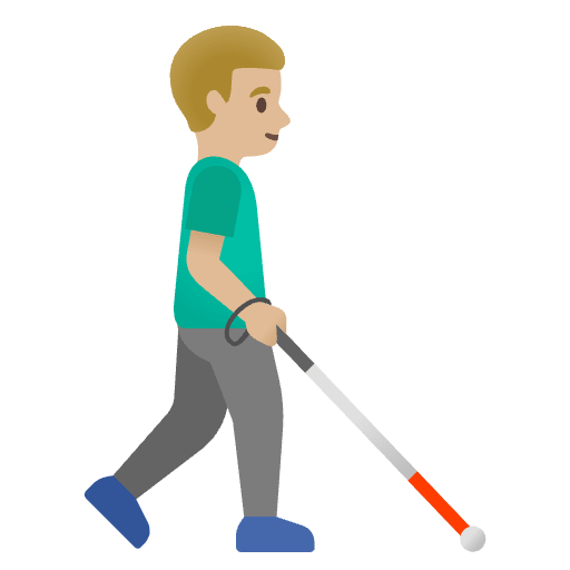 Man With White Cane Facing Right Medium Light Skin Tone Emoji from Noto Emoji Set