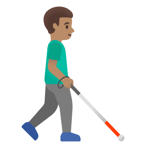 Man With White Cane Facing Right Medium Skin Tone Emoji from Noto Emoji Set
