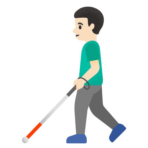 Man With White Cane Light Skin Tone Element from Noto Emojis Set