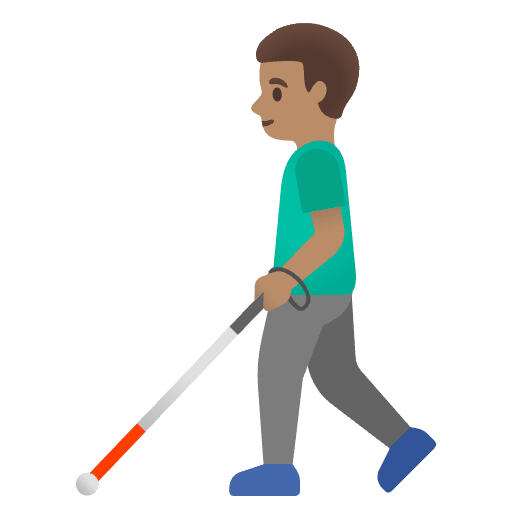 Man With White Cane Medium Skin Tone Emoji from Noto Emojis Set