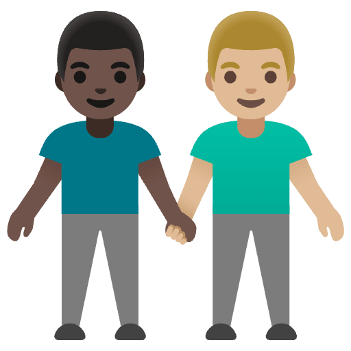Men Holding Hands Dark Skin Tone Medium Light Skin Tone Emoji from Noto Emoji Set