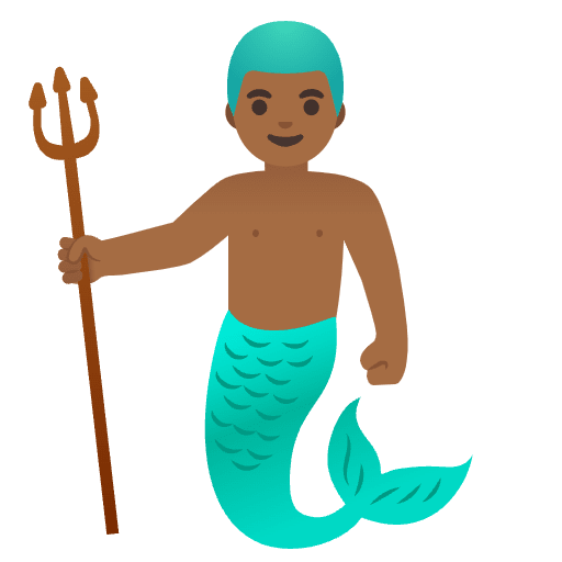 Merman Medium Dark Skin Tone Emoji from Noto Emojis Set