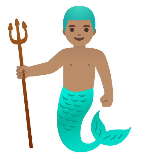 Merman Medium Skin Tone Emoji from Noto Emojis Set
