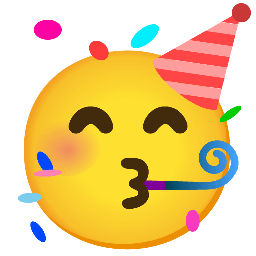 Partying Face Emoji from Noto Emoji Set