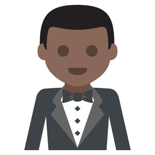 Person In Tuxedo Dark Skin Tone Emoji from EmojiTwo Colors Set