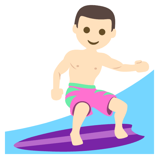 Person Surfing Light Skin Tone Emoji from EmojiTwo Colors Set