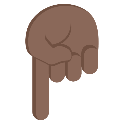 Right Hand Pointing Down Dark Skin Tone Element from EmojiTwo Colors Set