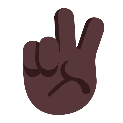 Victory Hand Flat Dark Emoji from Fluent Emoji Flat Set