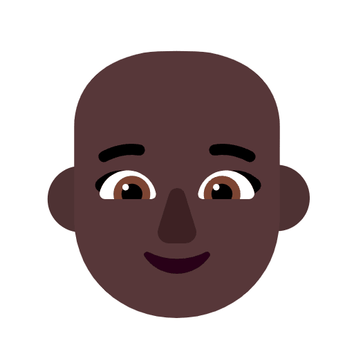 Woman Bald Flat Dark Emoji from Fluent Emoji Flat Set