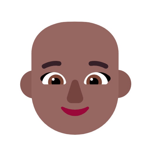 Woman Bald Flat Medium Dark Emoji from Fluent Emoji Flat Set