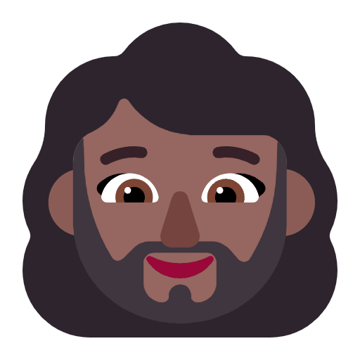 Woman Beard Flat Medium Dark Emoji from Fluent Emoji Flat Set