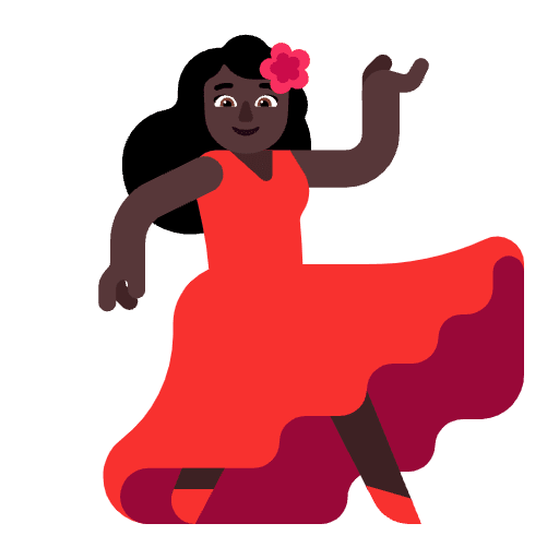 Woman Dancing Flat Dark Emoji from Fluent Emoji Flat Set