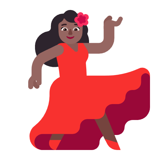 Woman Dancing Flat Medium Dark Emoji from Fluent Emoji Flat Set