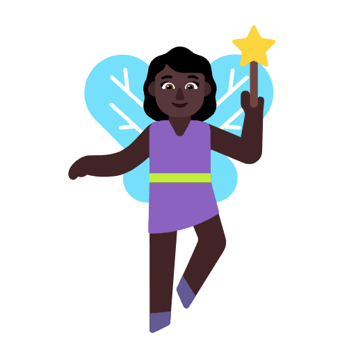 Woman Fairy Flat Dark Emoji from Fluent Emoji Flat Set