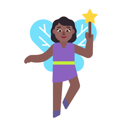 Woman Fairy Flat Medium Dark Emoji from Fluent Emoji Flat Set