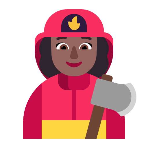Woman Firefighter Flat Medium Dark Emoji from Fluent Emoji Flat Set