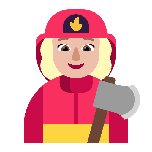 Woman Firefighter Flat Medium Light Emoji from Fluent Emoji Flat Set