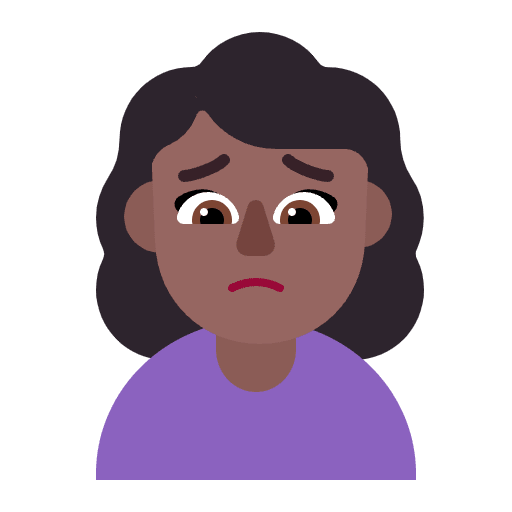 Woman Frowning Flat Medium Dark Emoji from Fluent Emoji Flat Set