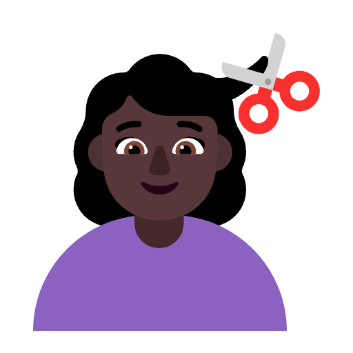 Woman Getting Haircut Flat Dark Emoji from Fluent Emoji Flat Set