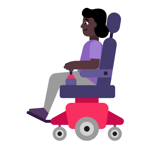 Woman In Motorized Wheelchair Flat Dark Emoji from Fluent Emoji Flat Set