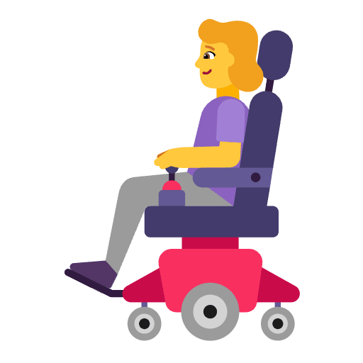 Woman In Motorized Wheelchair Flat Default Emoji from Fluent Emoji Flat Set
