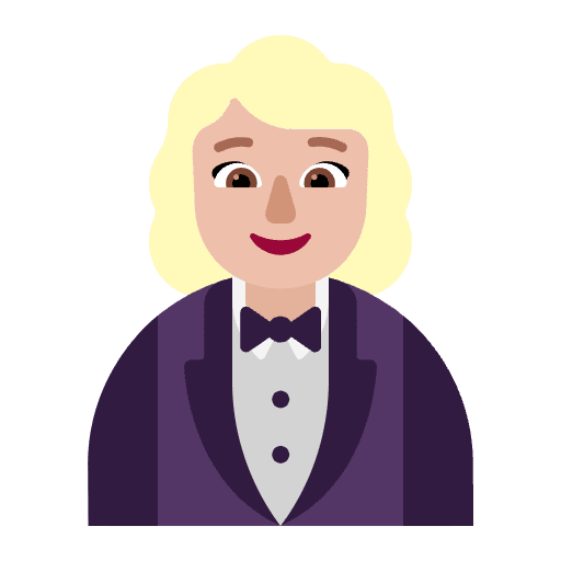 Woman In Tuxedo Flat Medium Light Emoji from Fluent Emoji Flat Set
