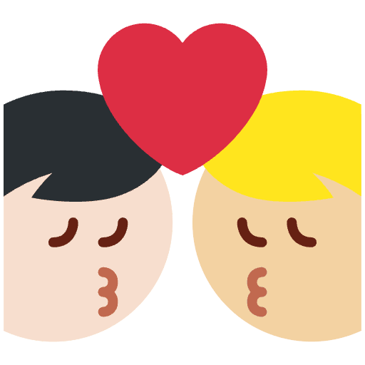 Kiss Man Man Light Skin Tone Medium Light Skin Tone Emoji from Twemoji Emoji Set