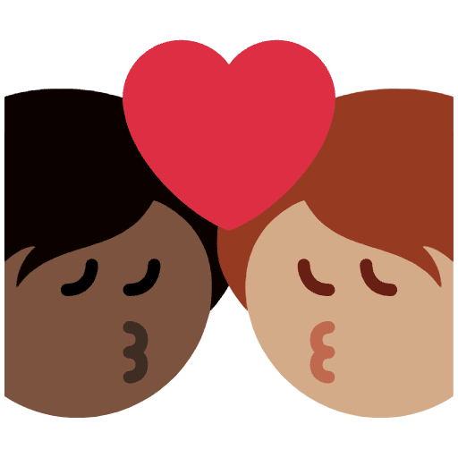 Kiss Person Person Dark Skin Tone Medium Skin Tone Emoji from Twemoji Set