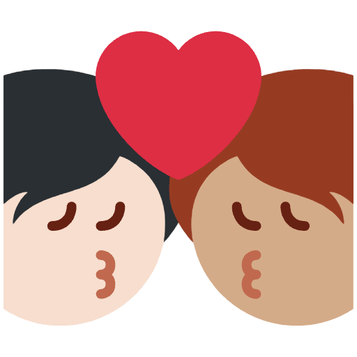 Kiss Person Person Light Skin Tone Medium Skin Tone Emoji from Twemoji Set