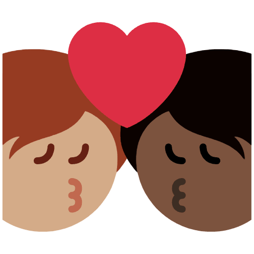 Kiss Person Person Medium Skin Tone Dark Skin Tone Emoji from Twemoji Set