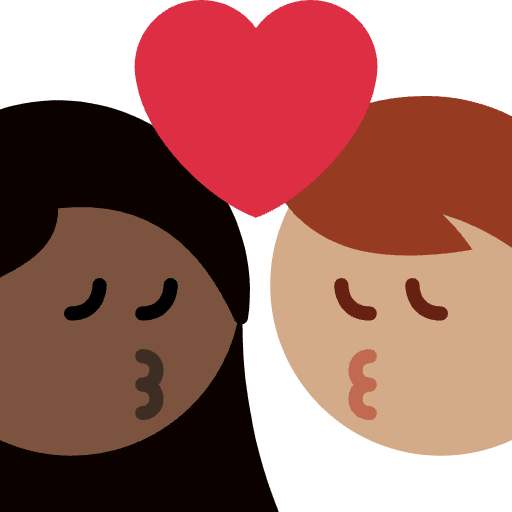 Kiss Woman Man Dark Skin Tone Medium Skin Tone Element from Twemoji Emoji Set