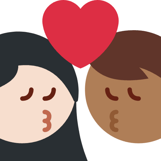 Kiss Woman Man Light Skin Tone Medium Dark Skin Tone Emoji from Twemoji Emoji Set