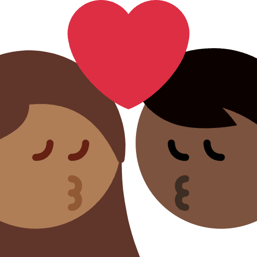 Kiss Woman Man Medium Dark Skin Tone Dark Skin Tone Element from Twemoji Emoji Set