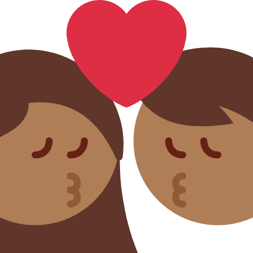 Kiss Woman Man Medium Dark Skin Tone Element from Twemoji Emoji Set